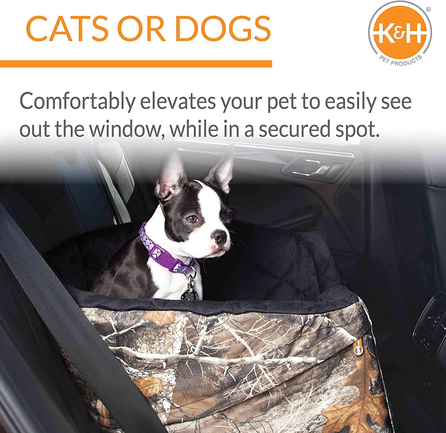Bucket Booster Dog Car Seat, Sturdy Cat or Dog Booster Seats - Large Realtree Edge